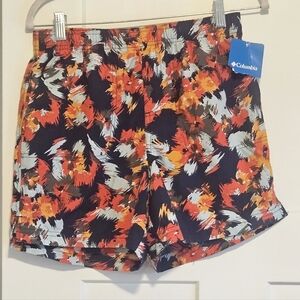 Columbia Women's Floral Athletic Shorts - Red, Orange, White